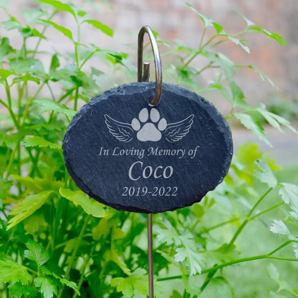 In Loving Memory of Pet, Custom Engraved Garden Slate Sign, Personalized Pet Loss Gift, Garden Memorial