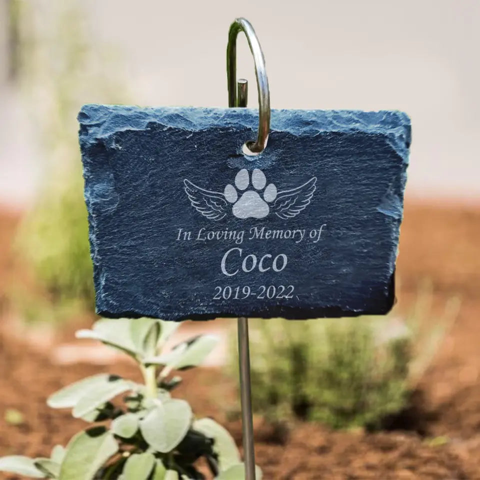 In Loving Memory of Pet, Custom Engraved Garden Slate Sign, Personalized Pet Loss Gift, Garden Memorial