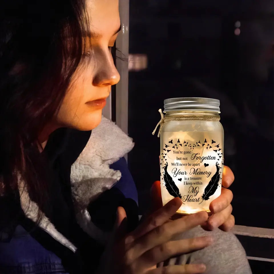 You're Gone But Not Forgotten - Personalized Mason Jar Light, Memorial Gift - MJL44