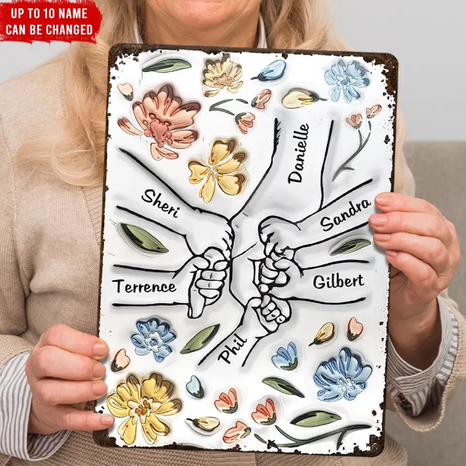 Holding Hands Mother - Personalized Metal Sign, Gifts For Mother, Gift For Grandma - MTS767