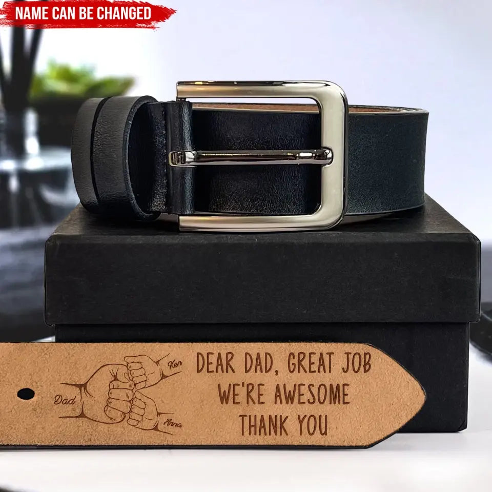 Dad The Man The Myth The Legend - Personalized Leather Belt, Gift For Dad, Family Gift - LB05