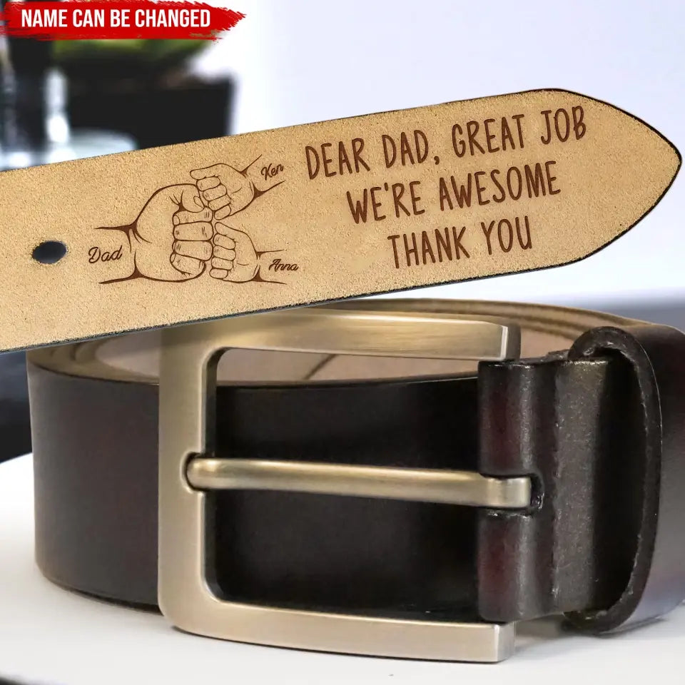 Dad The Man The Myth The Legend - Personalized Leather Belt, Gift For Dad, Family Gift - LB05