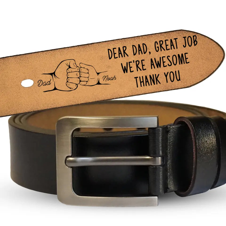 Dad The Man The Myth The Legend - Personalized Leather Belt, Gift For Dad, Family Gift - LB05
