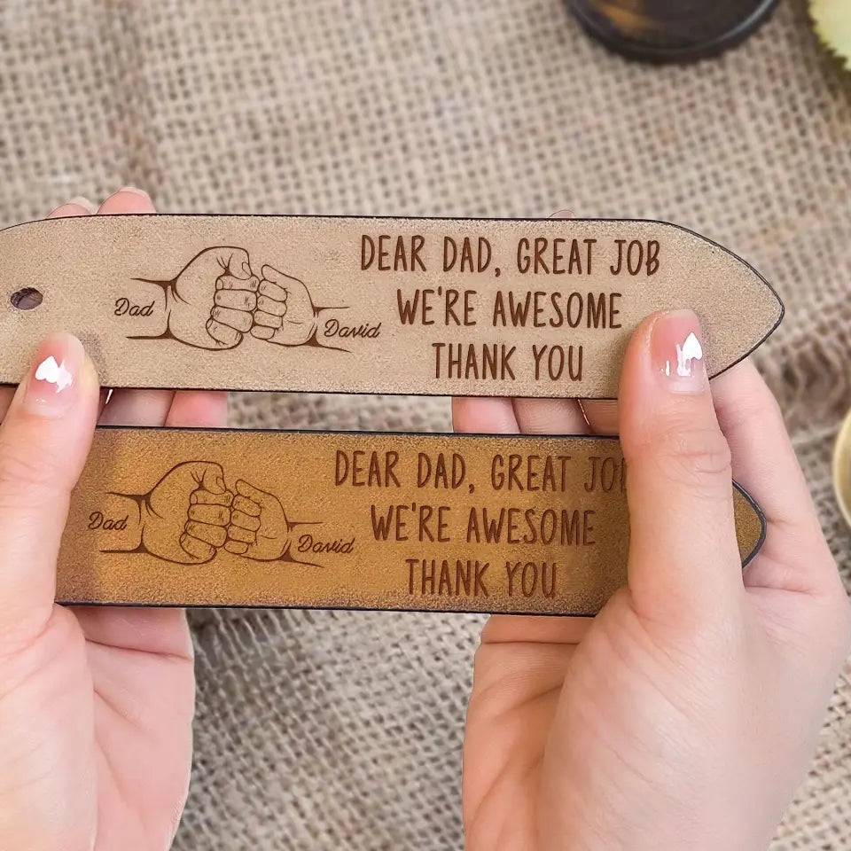 Dad The Man The Myth The Legend - Personalized Leather Belt, Gift For Dad, Family Gift - LB05