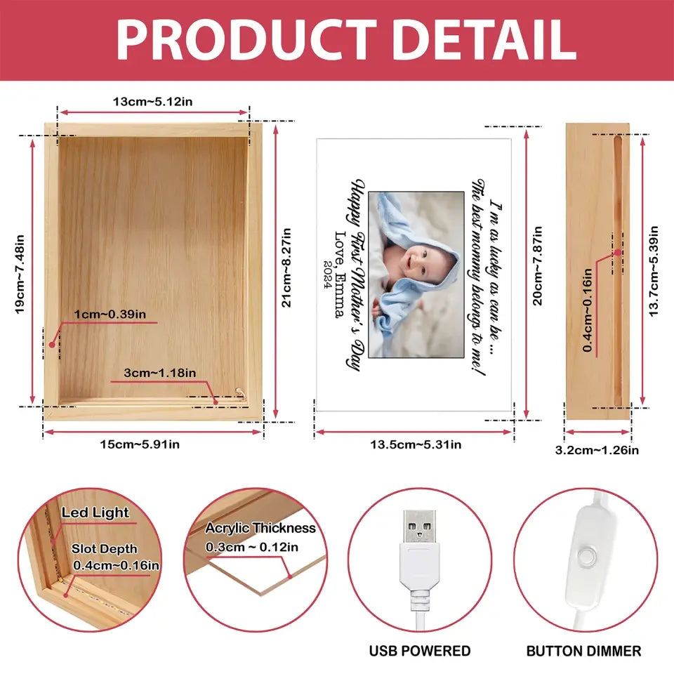 I'm As Lucky As Can Be - Personalized Frame Light Box, Gift For Mom, Family's Gift