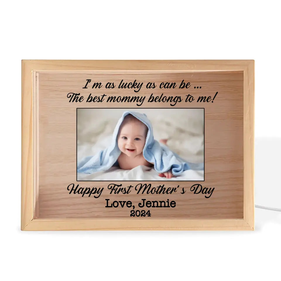 I'm As Lucky As Can Be - Personalized Frame Light Box, Gift For Mom, Family's Gift
