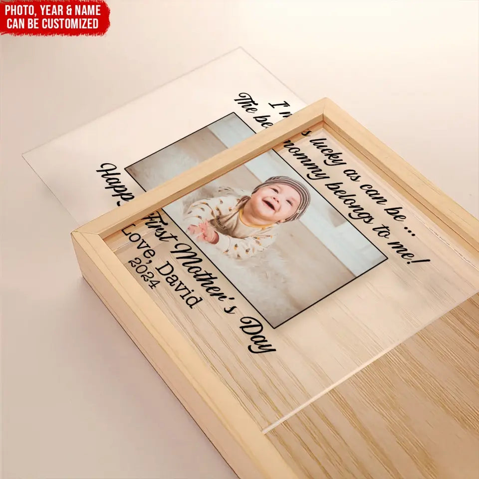 I'm As Lucky As Can Be - Personalized Frame Light Box, Gift For Mom, Family's Gift