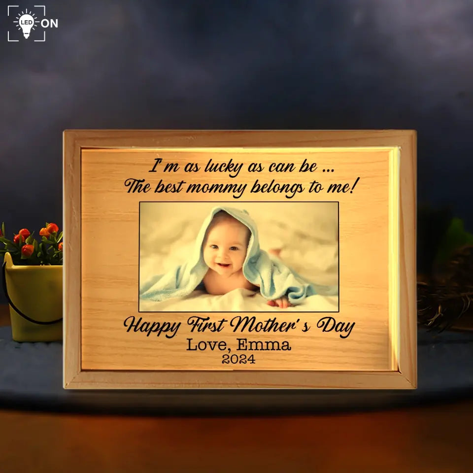 I'm As Lucky As Can Be - Personalized Frame Light Box, Gift For Mom, Family's Gift
