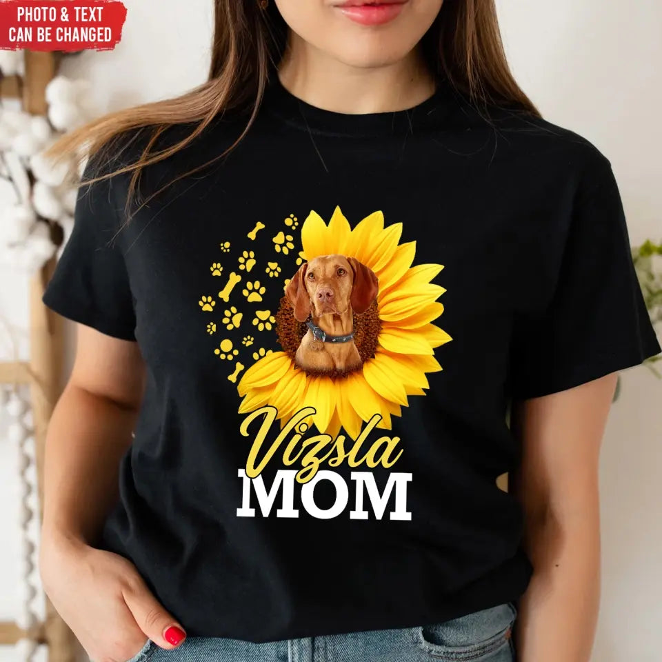 Dog Mom Sunflower - Personalized T-Shirt, Gift For Dog Mom, Gift For Dog Lovers - TS1186