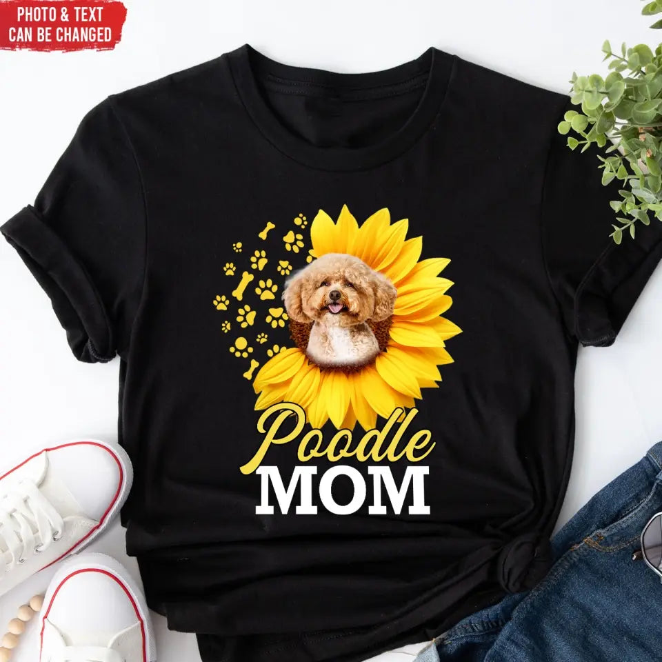 Dog Mom Sunflower - Personalized T-Shirt, Gift For Dog Mom, Gift For Dog Lovers - TS1186