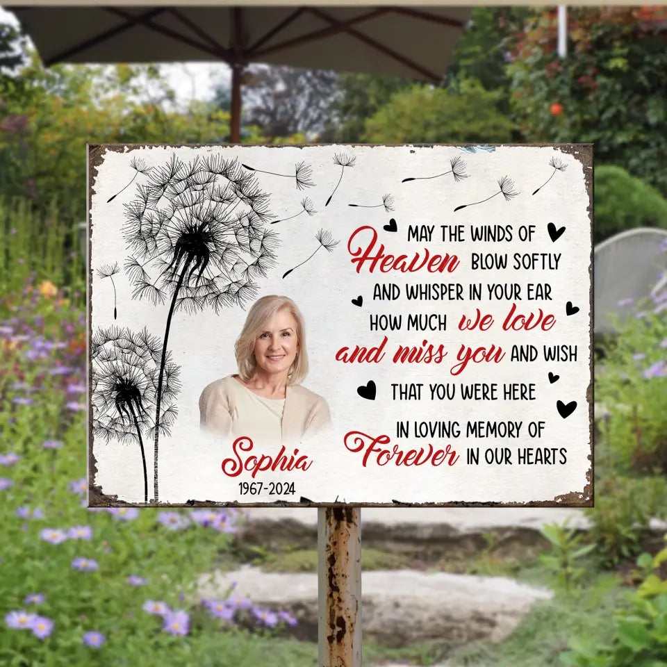 May The Winds Of Heaven Blow Softly - Personalized Metal Sign, Memorial Gift For Loss Of Loved One - MTS771