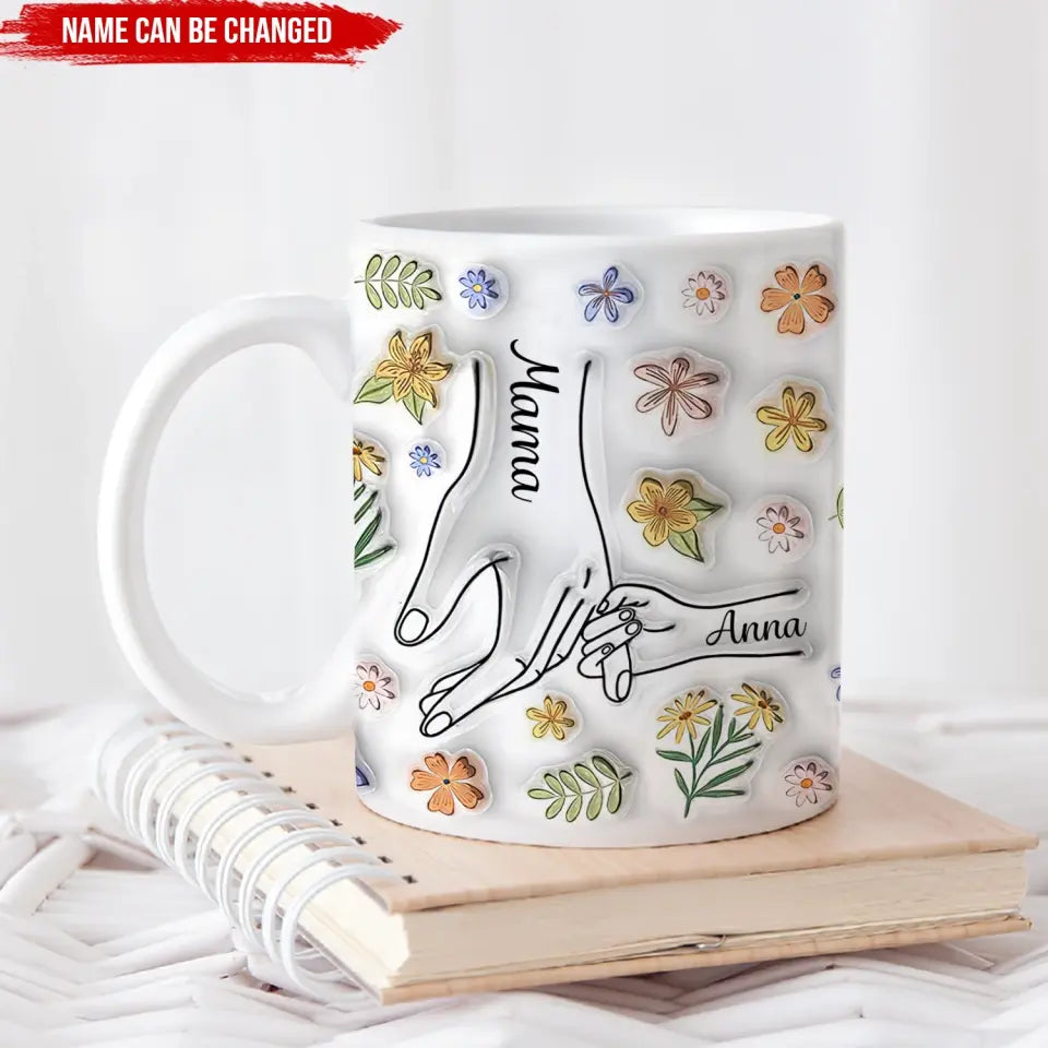 Mother And Kids Hand In Hand - Personalized Custom 3D Inflated Effect Printed Mug - M97