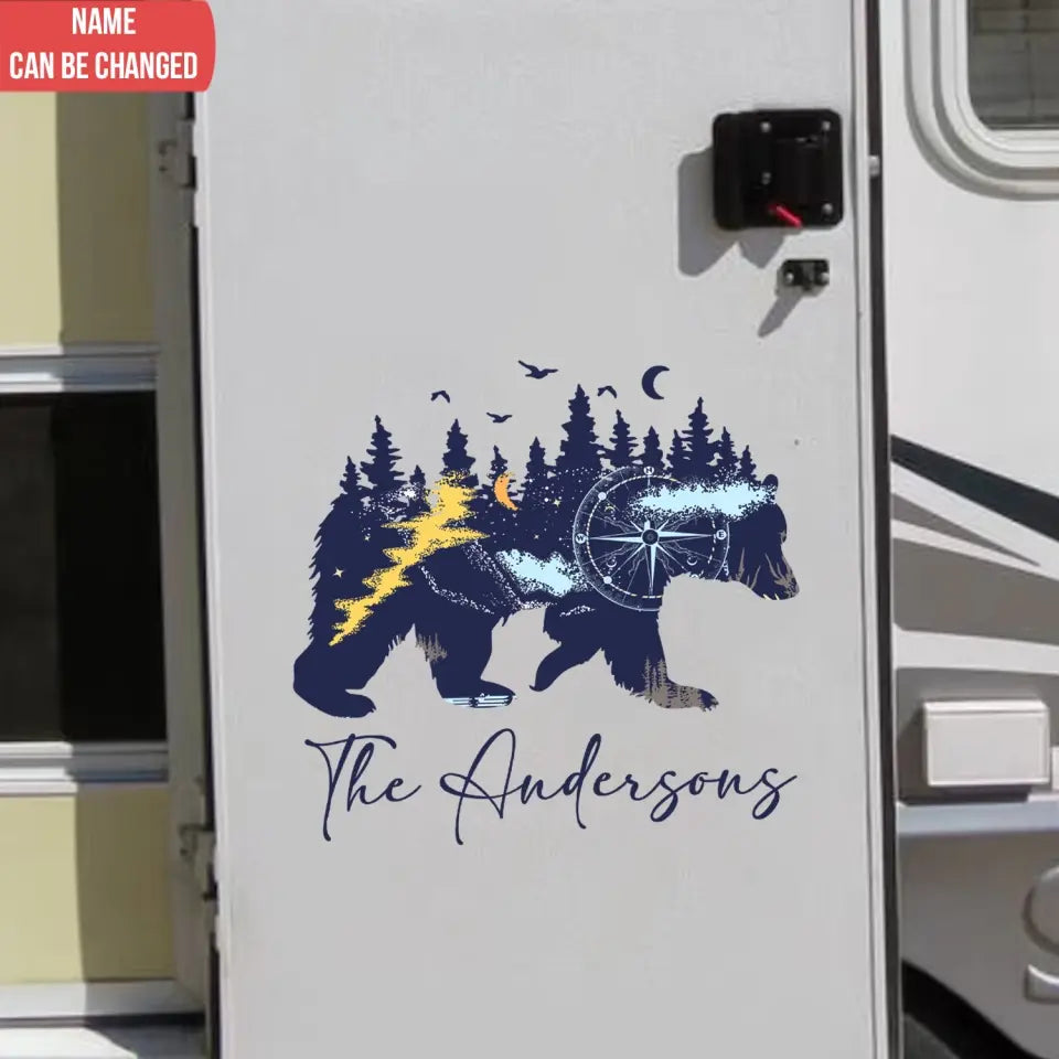 Bear Nature RV - Personalized Decal, Gift For Camping Lovers, Camping Decor - PCD120