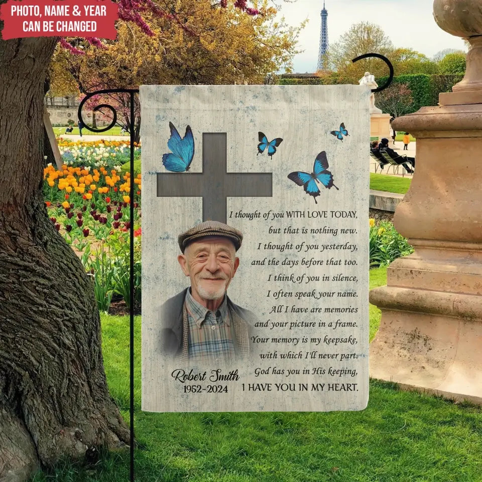 I Thought Of You With Love Today - Personalized Garden Flag, Memorial Gift For Loss Of Loved One - GF185
