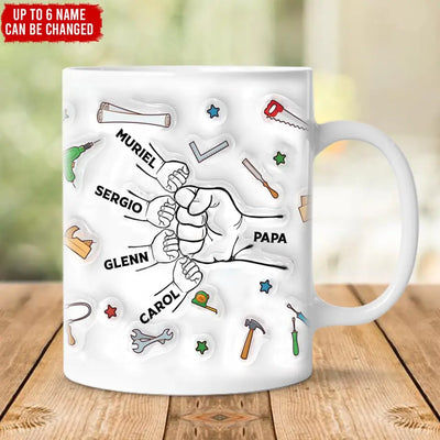 Kids Hand In Hand With Father - Personalized Personalized Custom 3D Inflated Effect Printed Mug, Father's Day/Birthday Gift For Father, Gift For Daddy - M100