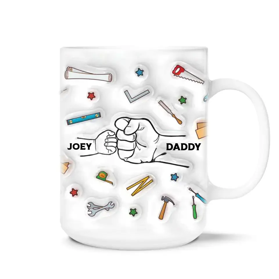 Kids Hand In Hand With Father - Personalized Personalized Custom 3D Inflated Effect Printed Mug, Father's Day/Birthday Gift For Father, Gift For Daddy - M100