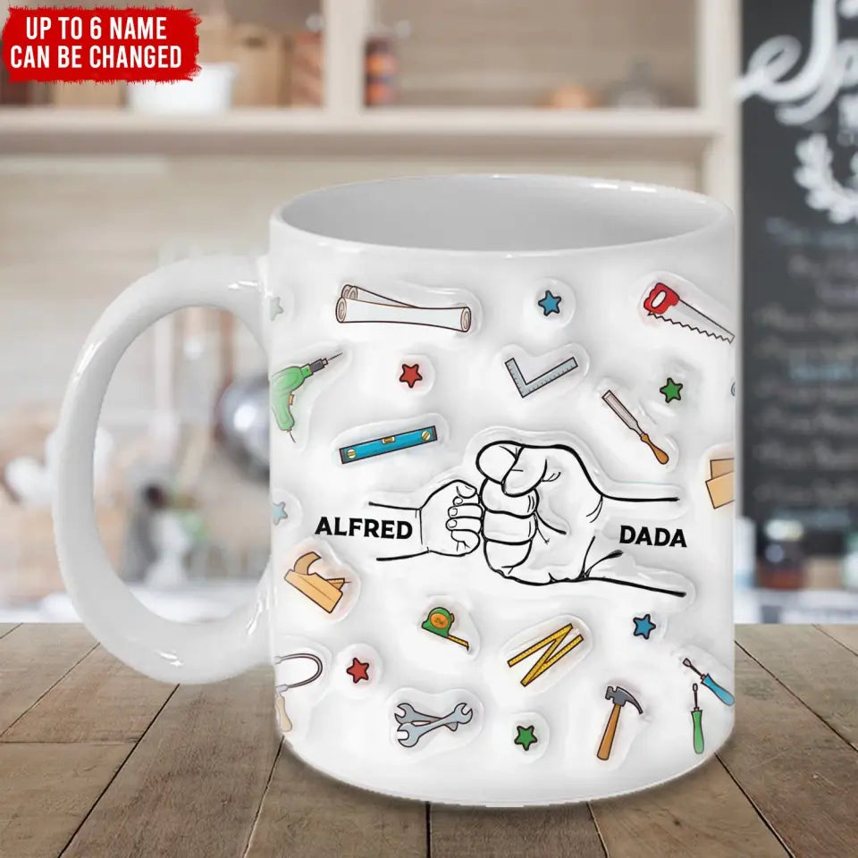 Kids Hand In Hand With Father - Personalized Personalized Custom 3D Inflated Effect Printed Mug, Father's Day/Birthday Gift For Father, Gift For Daddy - M100