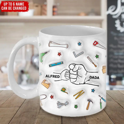 Kids Hand In Hand With Father - Personalized Personalized Custom 3D Inflated Effect Printed Mug, Father's Day/Birthday Gift For Father, Gift For Daddy - M100