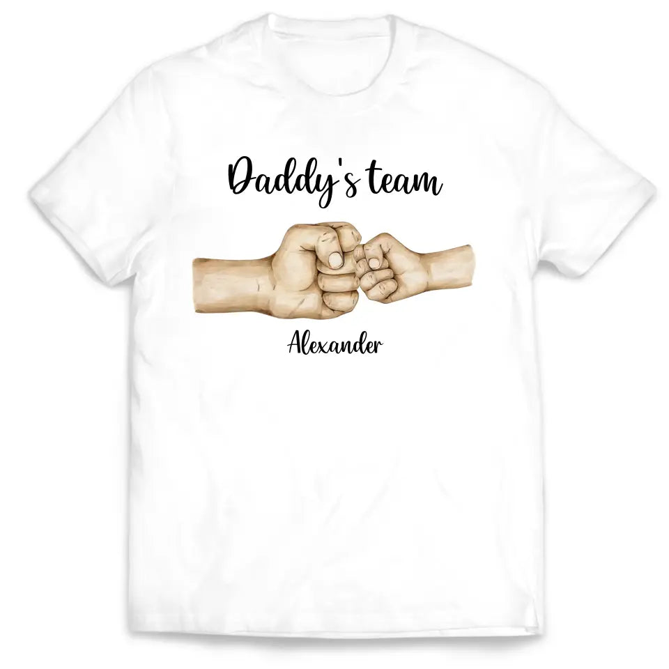 Fist Bump Daddy's Team - Personalized T-Shirt, Gift For Dad, Custom Shirt For Him - TS1192