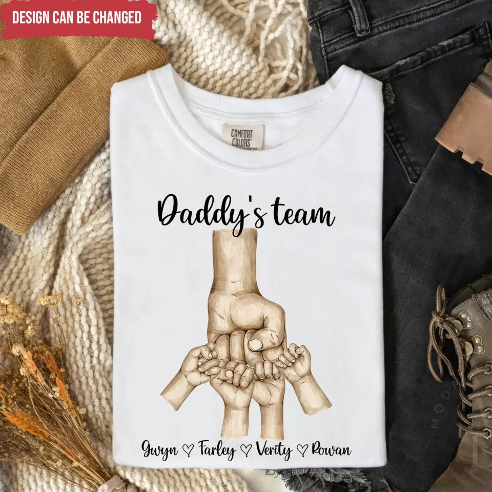 Fist Bump Daddy's Team - Personalized T-Shirt, Gift For Dad, Custom Shirt For Him - TS1192