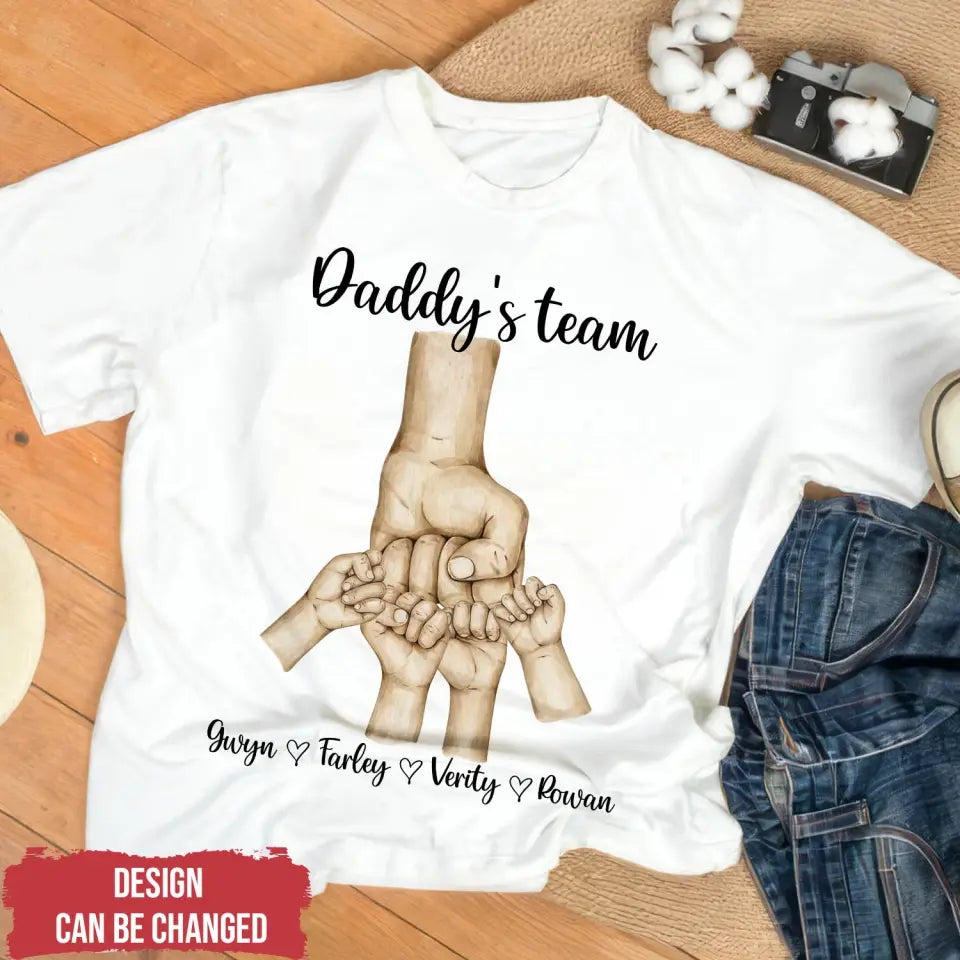 Fist Bump Daddy's Team - Personalized T-Shirt, Gift For Dad, Custom Shirt For Him - TS1192