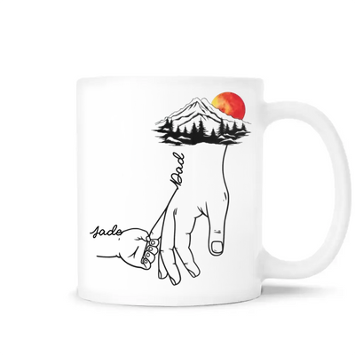 Wild Mountains Dad's Holding Hands - Personalized Mug, Gift For Dad, Family Gift - M102