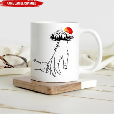 Wild Mountains Dad's Holding Hands - Personalized Mug, Gift For Dad, Family Gift - M102