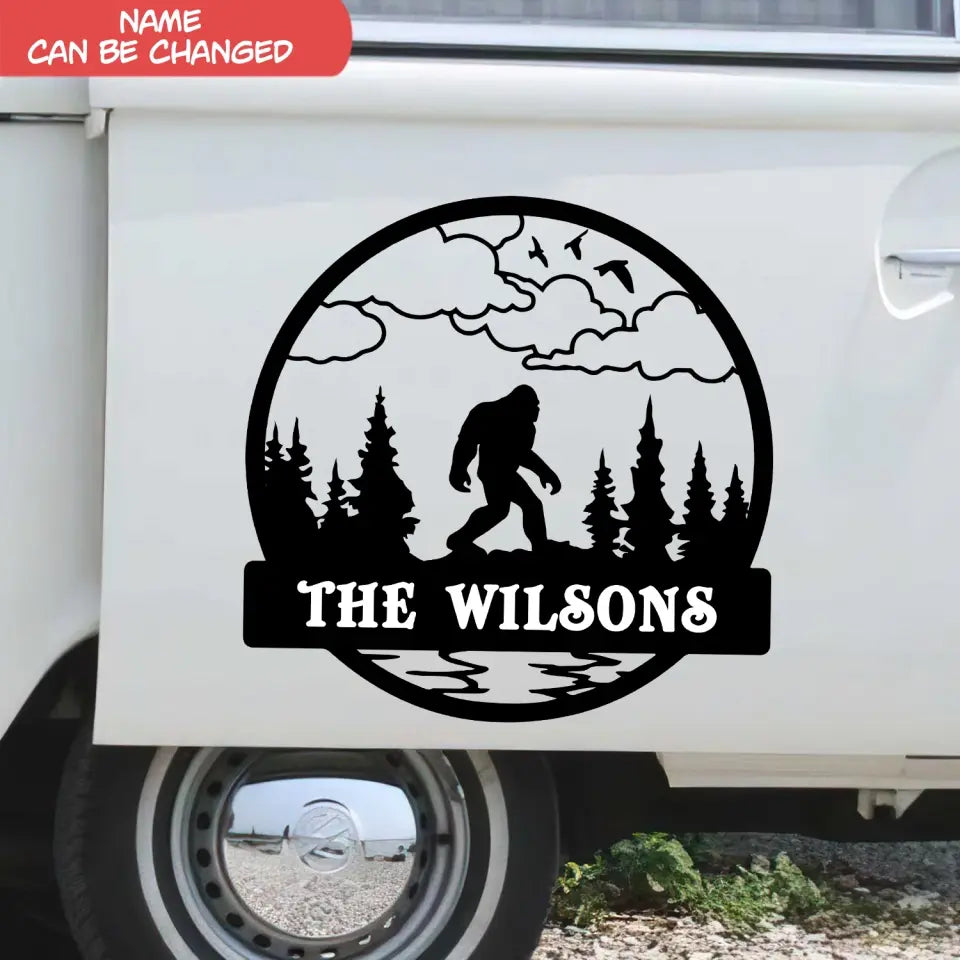 Outdoor Sasquatch Custom Name - Personalized Decal, Camping Decal, Camping Gift - PCD122