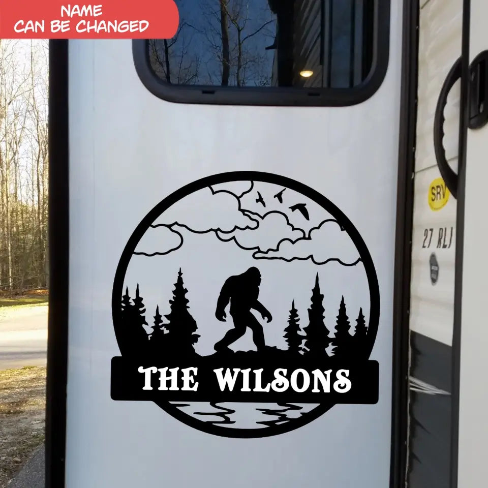 Outdoor Sasquatch Custom Name - Personalized Decal, Camping Decal, Camping Gift - PCD122