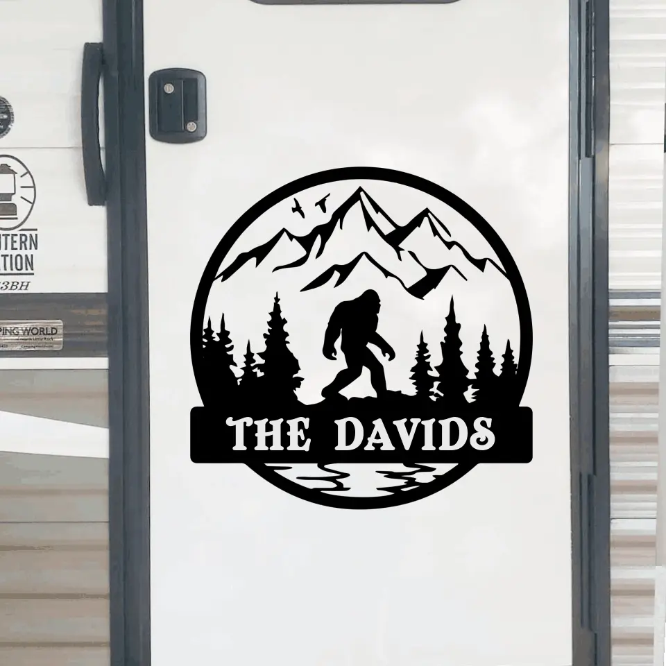 Outdoor Sasquatch Custom Name - Personalized Decal, Camping Decal, Camping Gift - PCD122