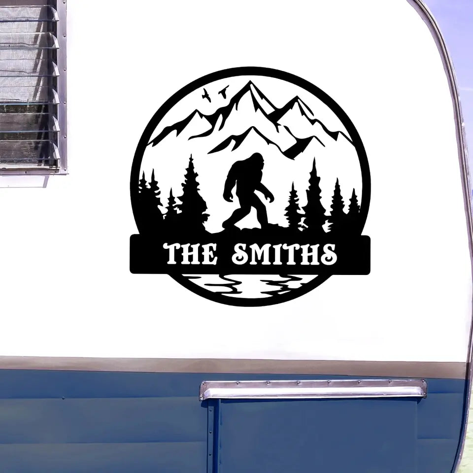 Outdoor Sasquatch Custom Name - Personalized Decal, Camping Decal, Camping Gift - PCD122