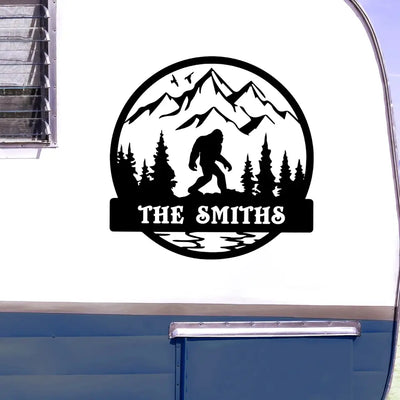 Outdoor Sasquatch Custom Name - Personalized Decal, Camping Decal, Camping Gift - PCD122
