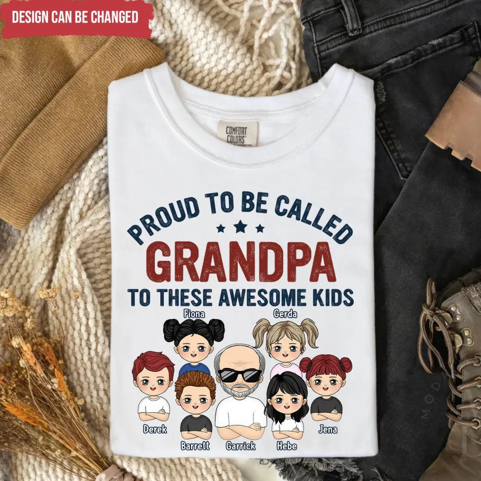 Proud To Be Called Papa To These Awesome Kids - Personalized T-Shirt, Gift For Dad - TS1193