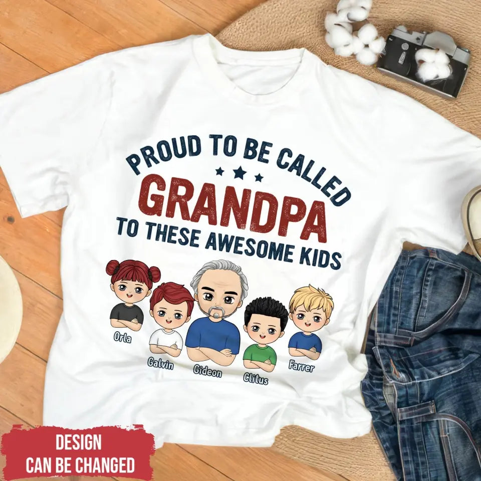Proud To Be Called Papa To These Awesome Kids - Personalized T-Shirt, Gift For Dad - TS1193