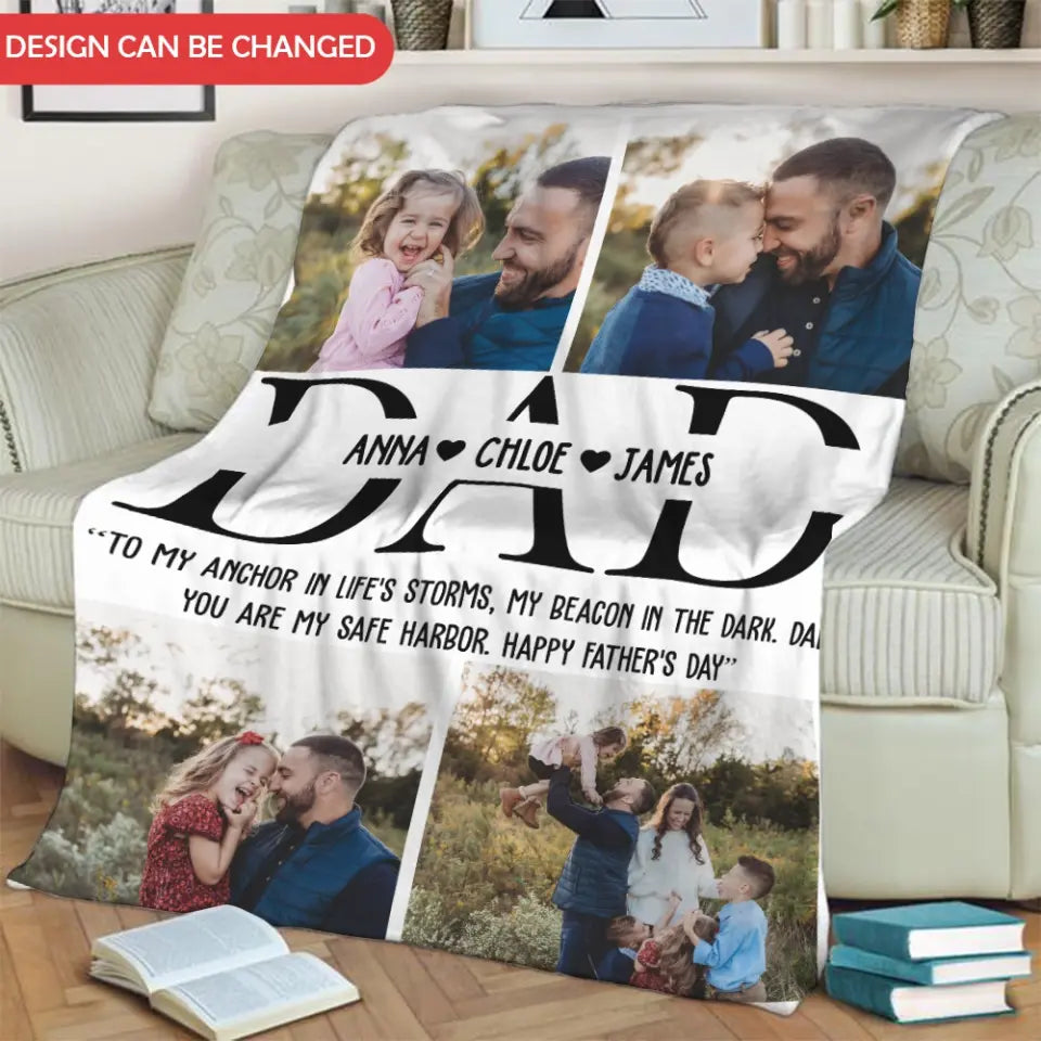 You Are My Safe Harbor - Personalized Blanket, Gift For Dad, Daddy Gift, Custom Photo Blanket - BL56