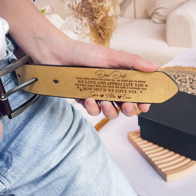 We Love And Appreciate You - Personalized Leather Belt, Gift For Dad, Dad's Gift - LB06