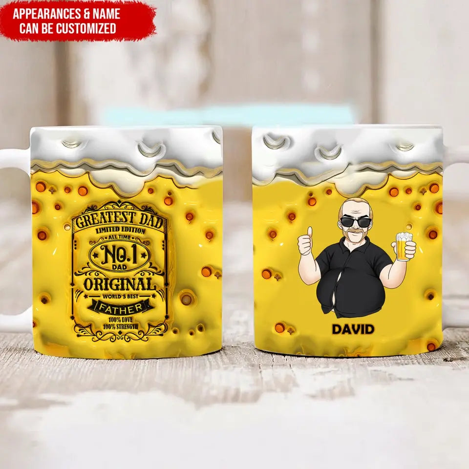 Greatest Dad Limited Edition - Personalized 3D Inflated Effect Printed Mug, Gift For Dad Bob, Beer Lover - M108