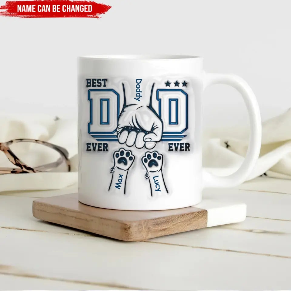 Best Dad Ever Happiness Is A Warm Puppy - Personalized 3D Inflated Effect Printed Mug, Gift For Dog Dad, Dog Lovers - M106