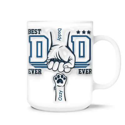 Best Dad Ever Happiness Is A Warm Puppy - Personalized 3D Inflated Effect Printed Mug, Gift For Dog Dad, Dog Lovers - M106