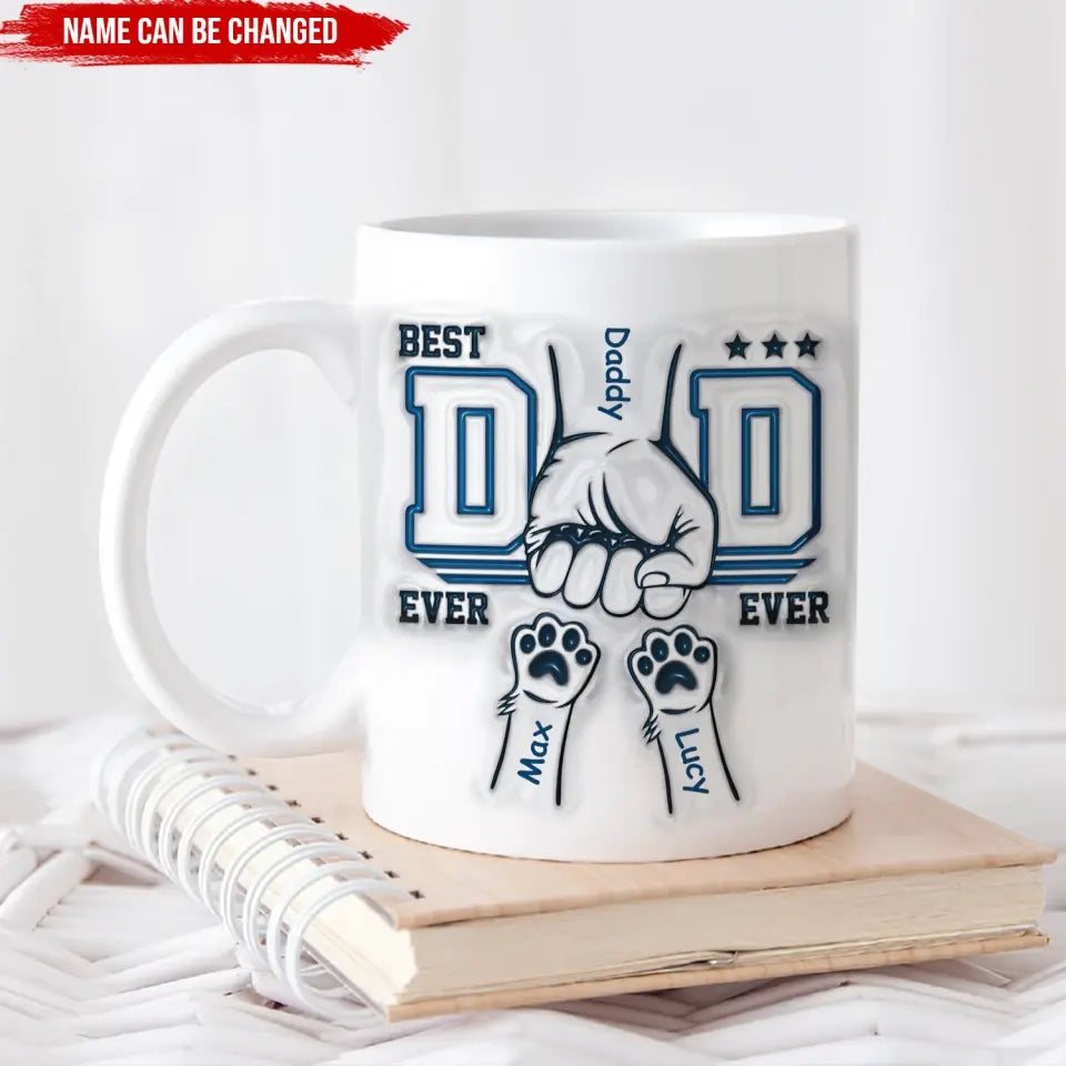 Best Dad Ever Happiness Is A Warm Puppy - Personalized 3D Inflated Effect Printed Mug, Gift For Dog Dad, Dog Lovers - M106