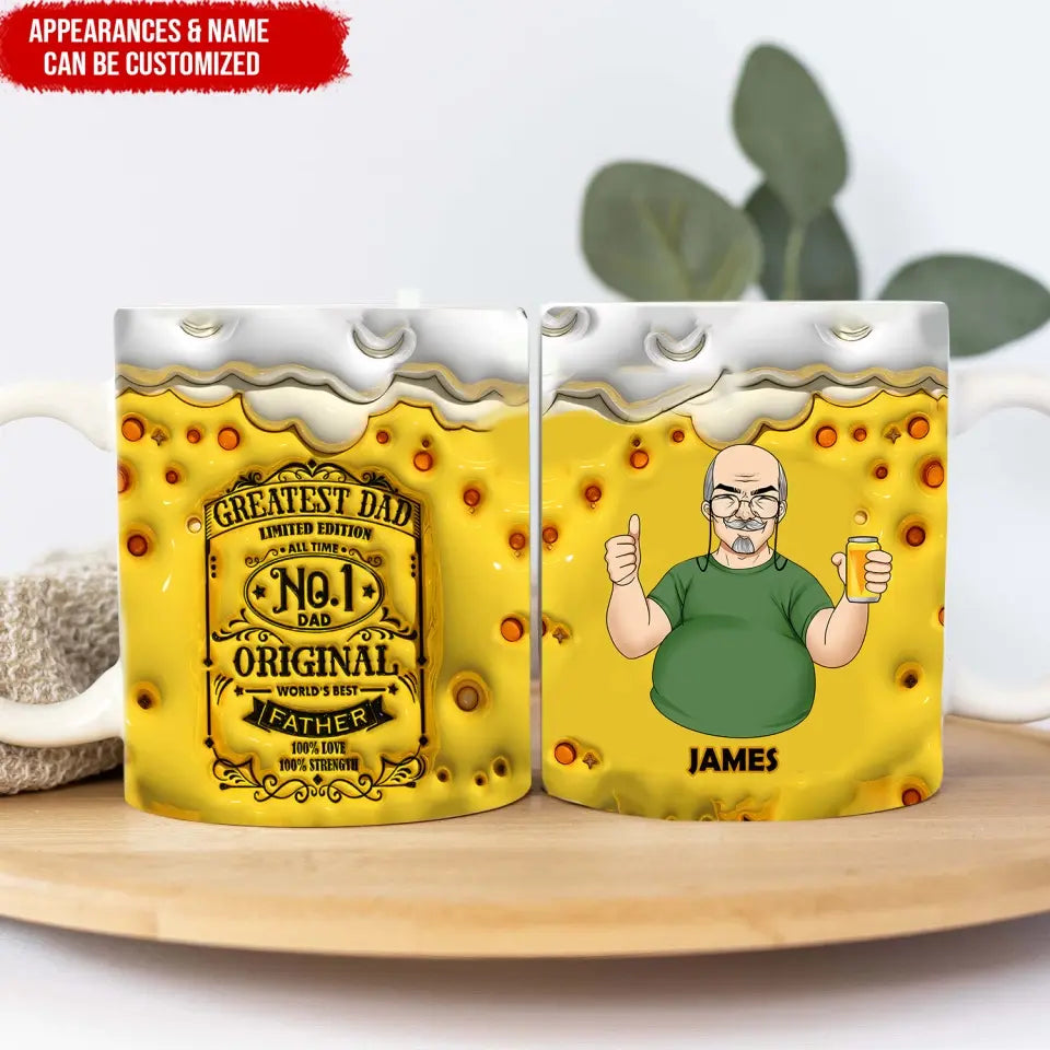 Greatest Dad Limited Edition - Personalized 3D Inflated Effect Printed Mug, Gift For Dad Bob, Beer Lover - M108