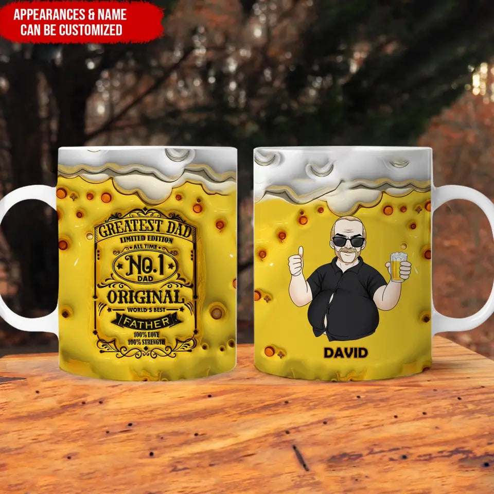 Greatest Dad Limited Edition - Personalized 3D Inflated Effect Printed Mug, Gift For Dad Bob, Beer Lover - M108