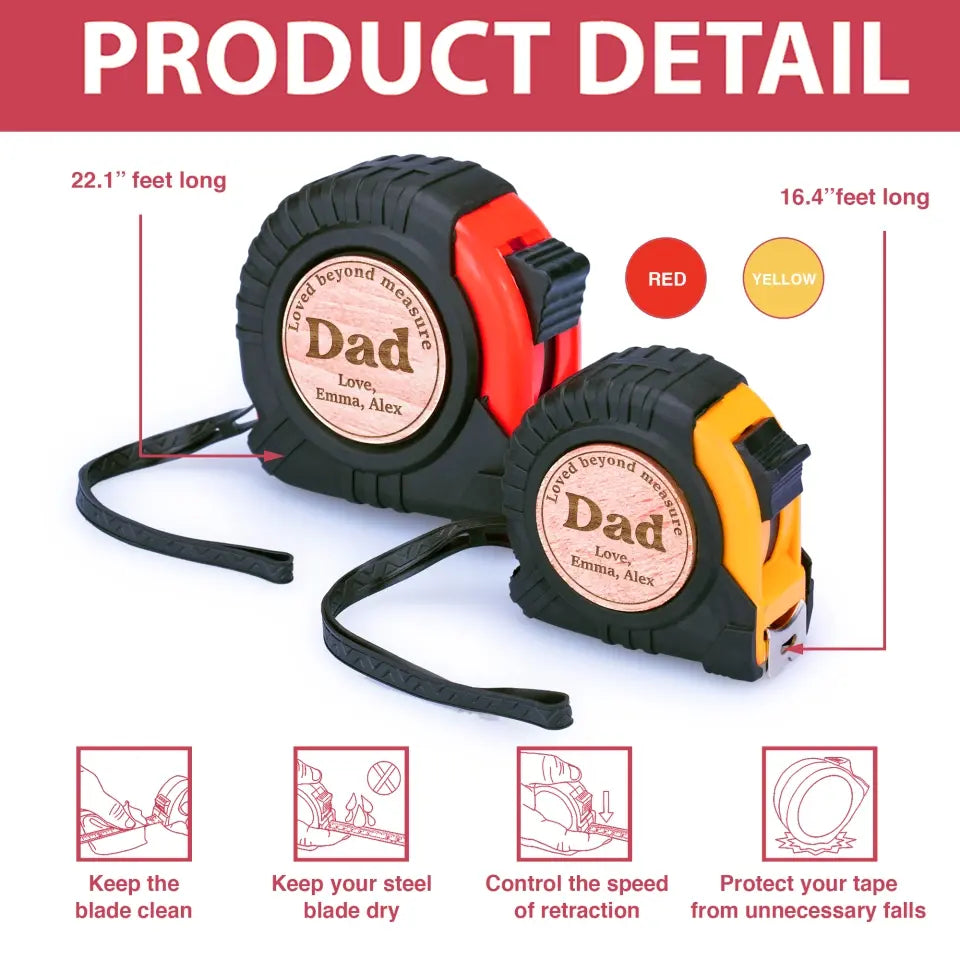 Loved Beyond Measure - Personalized Tape Measure, Gift For Dad, Grandpa, Dad's Gift - TMS01