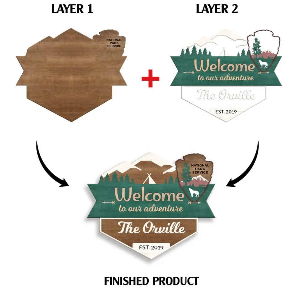 National Park Sign, Welcome To Our Adventure - Personalized 2 Layer Sign, Gift For Camping Lover - DS802