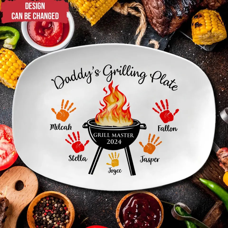 Daddy's Grilling Plate - Personalized Platter, Gift For Dad, Daddy's Gift, Plate for Daddy or Grandpa - PL02