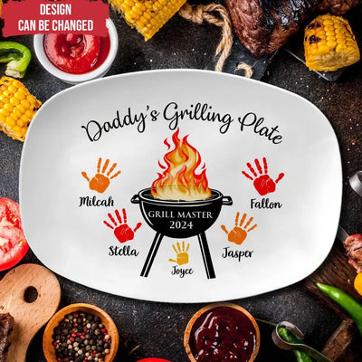 Daddy's Grilling Plate - Personalized Platter, Gift For Dad, Daddy's Gift, Plate for Daddy or Grandpa - PL02