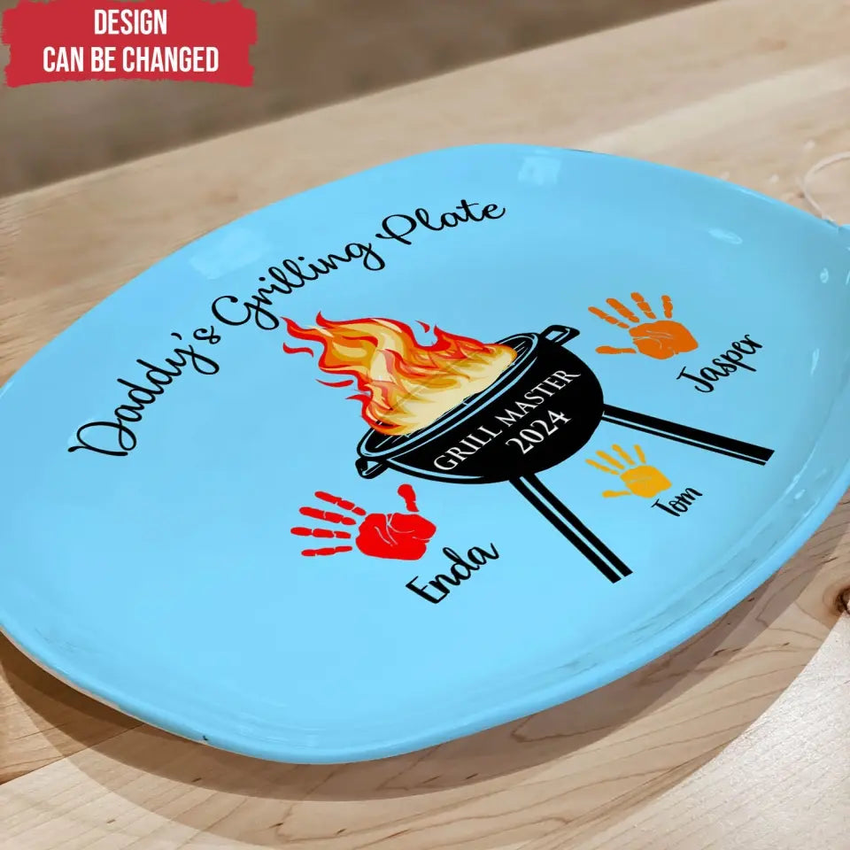 Daddy's Grilling Plate - Personalized Platter, Gift For Dad, Daddy's Gift, Plate for Daddy or Grandpa - PL02