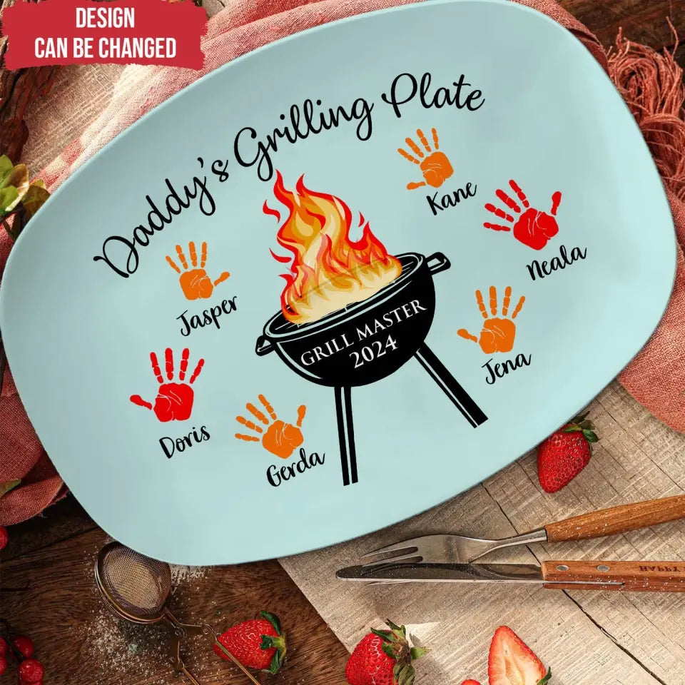 Daddy's Grilling Plate - Personalized Platter, Gift For Dad, Daddy's Gift, Plate for Daddy or Grandpa - PL02