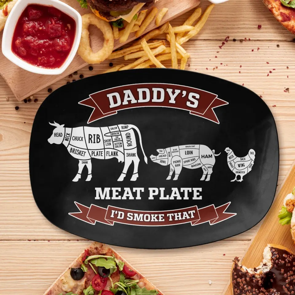 Daddy's Meat Plate - Personalized Platter, Gift For Dad, Daddy's Platter - PL05