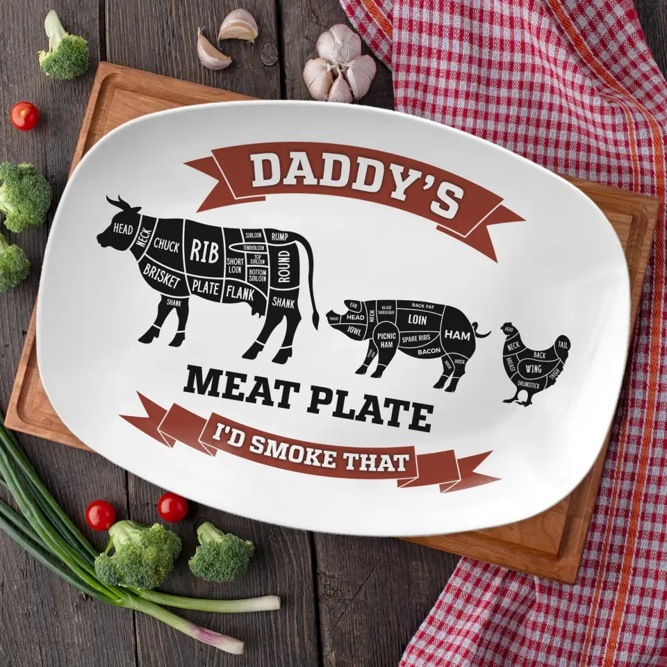 Daddy's Meat Plate - Personalized Platter, Gift For Dad, Daddy's Platter - PL05